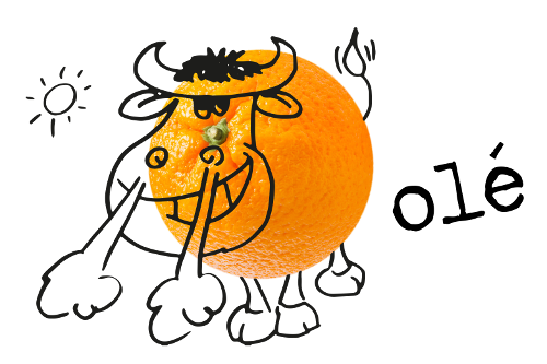 Orange, die wie ein wütender Stier aussieht