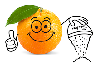 Orange schüttet Zucker weg
